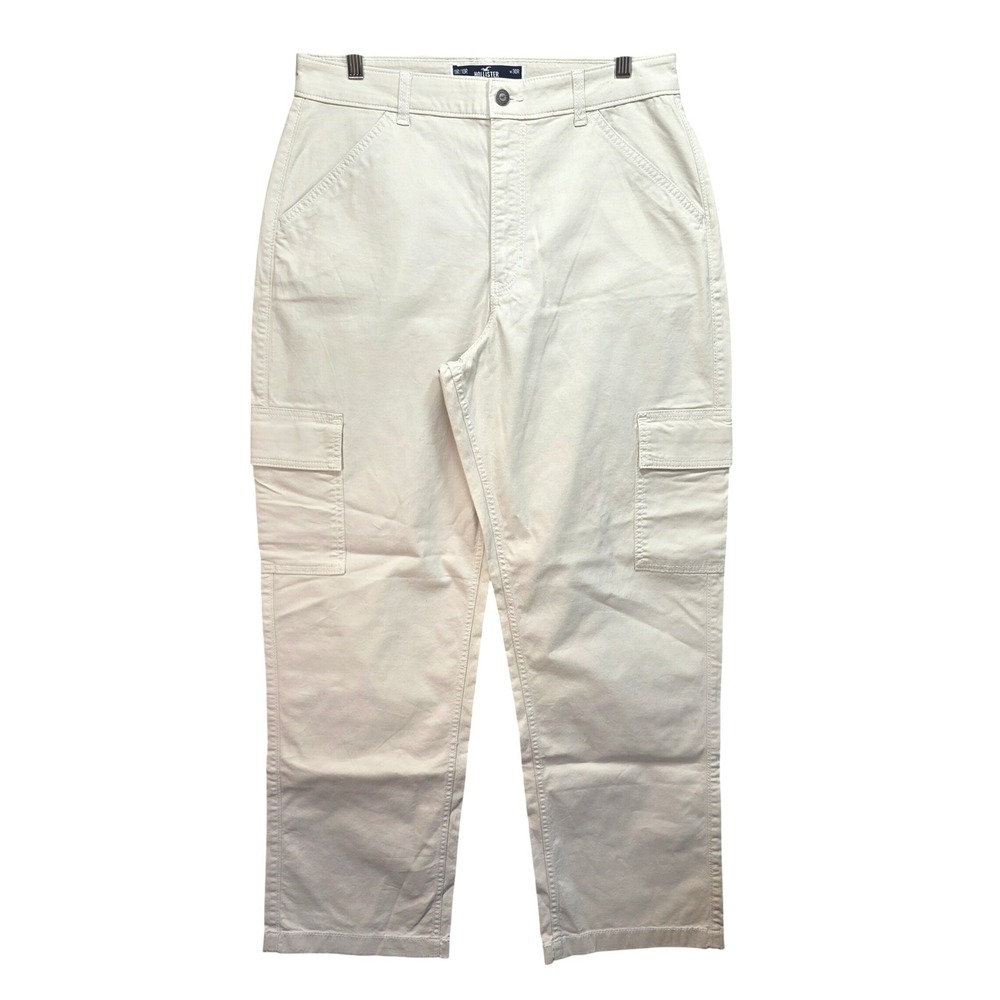 Hollister Cargo Pants Womens 30R Cream Ultra High Rise Dad Pant Utility Pockets